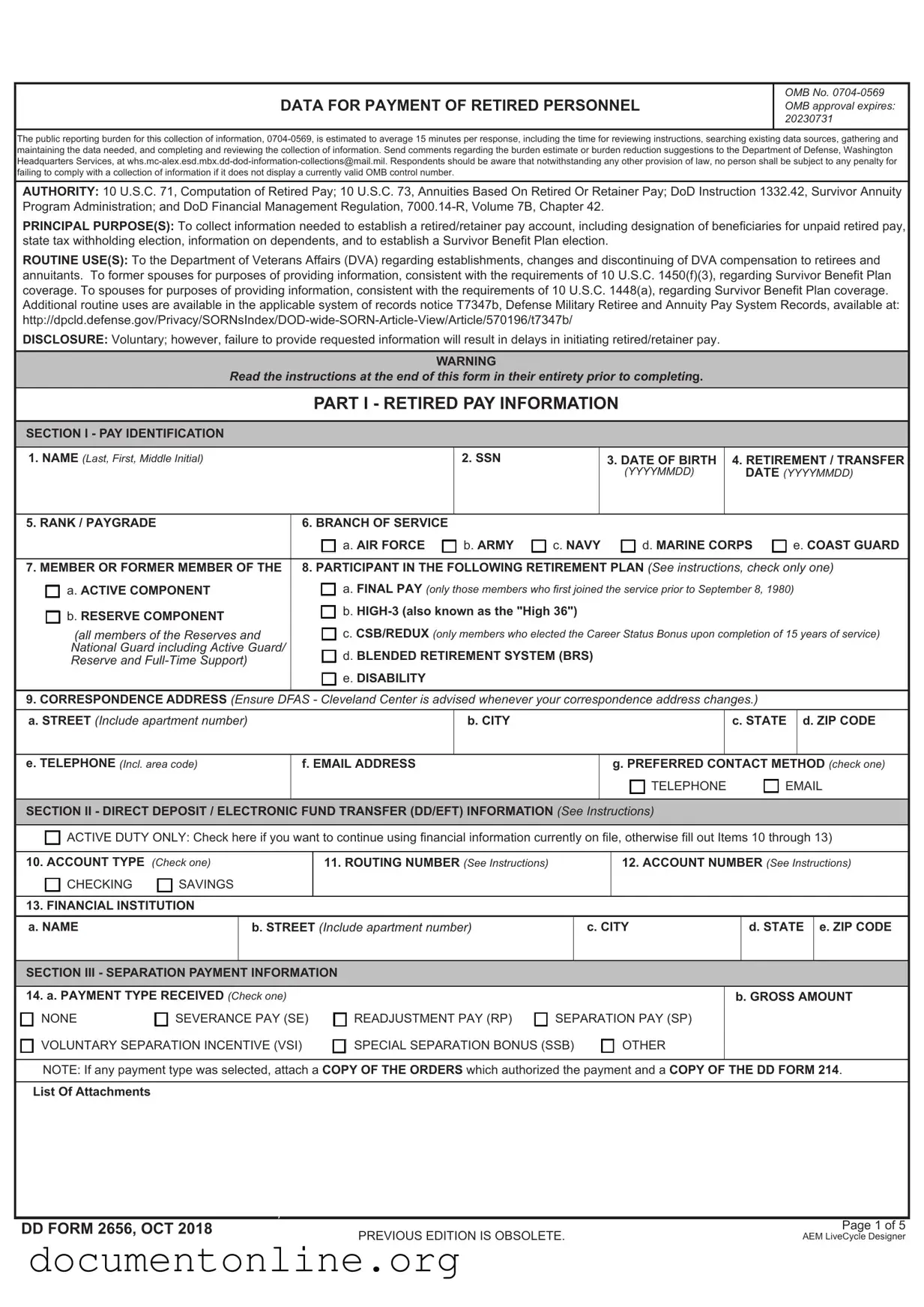 Free DD 2656 Template