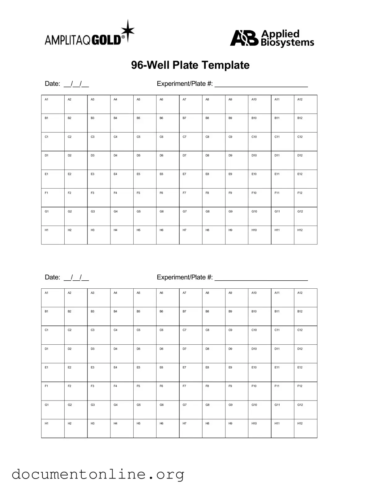 Free 96 Well Template
