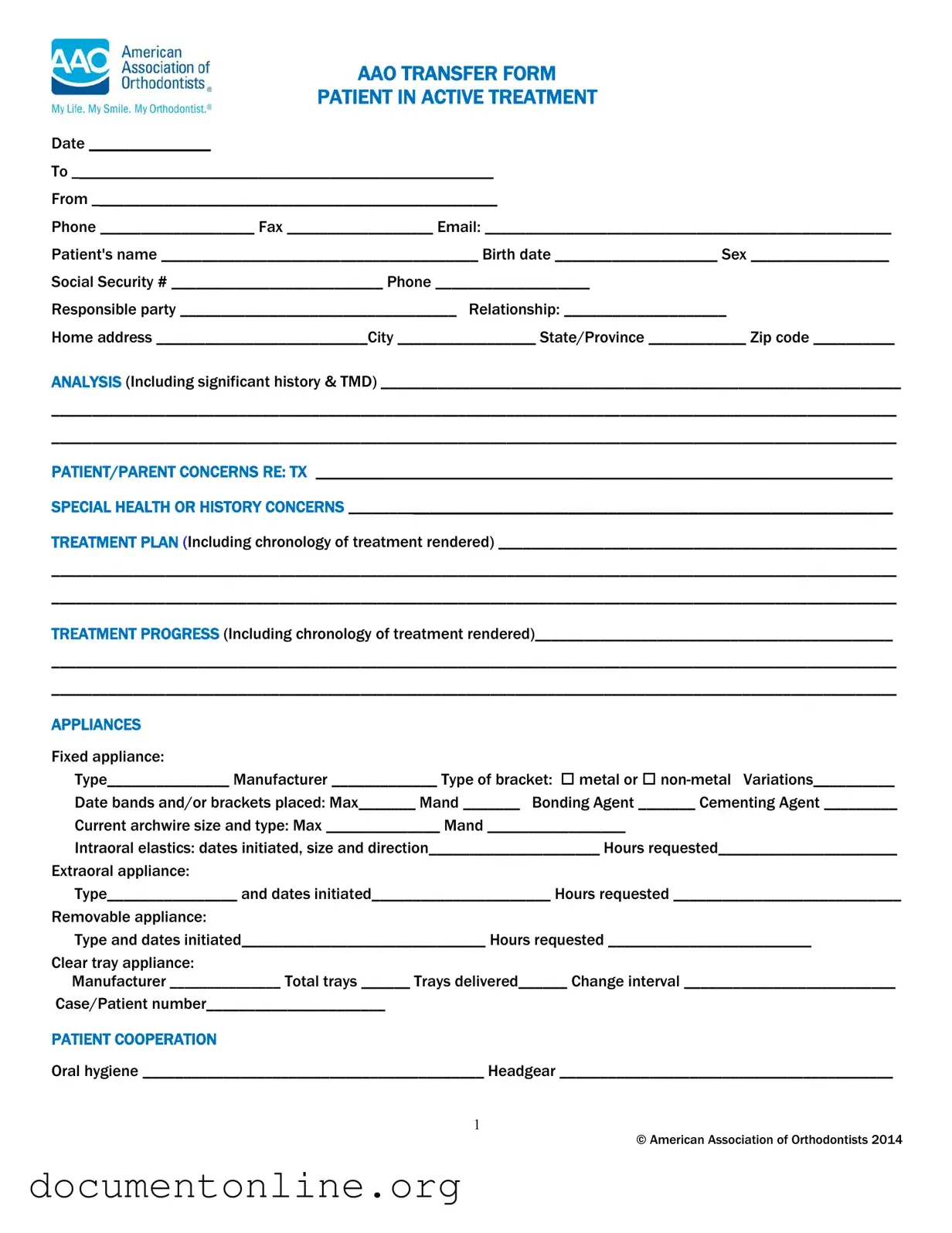 Free Aao Transfer Template