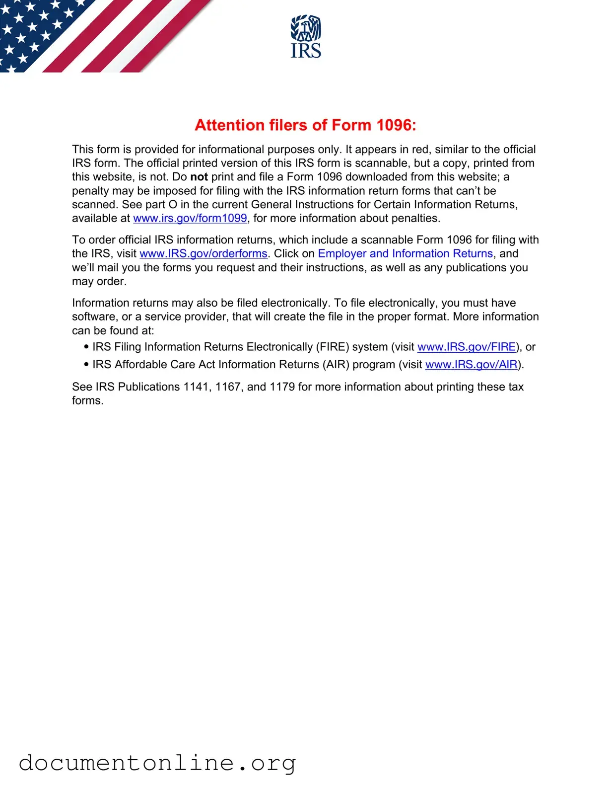 Free IRS 1096 Template