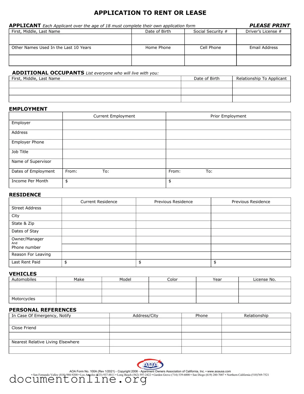 Free Aoa 100A Template