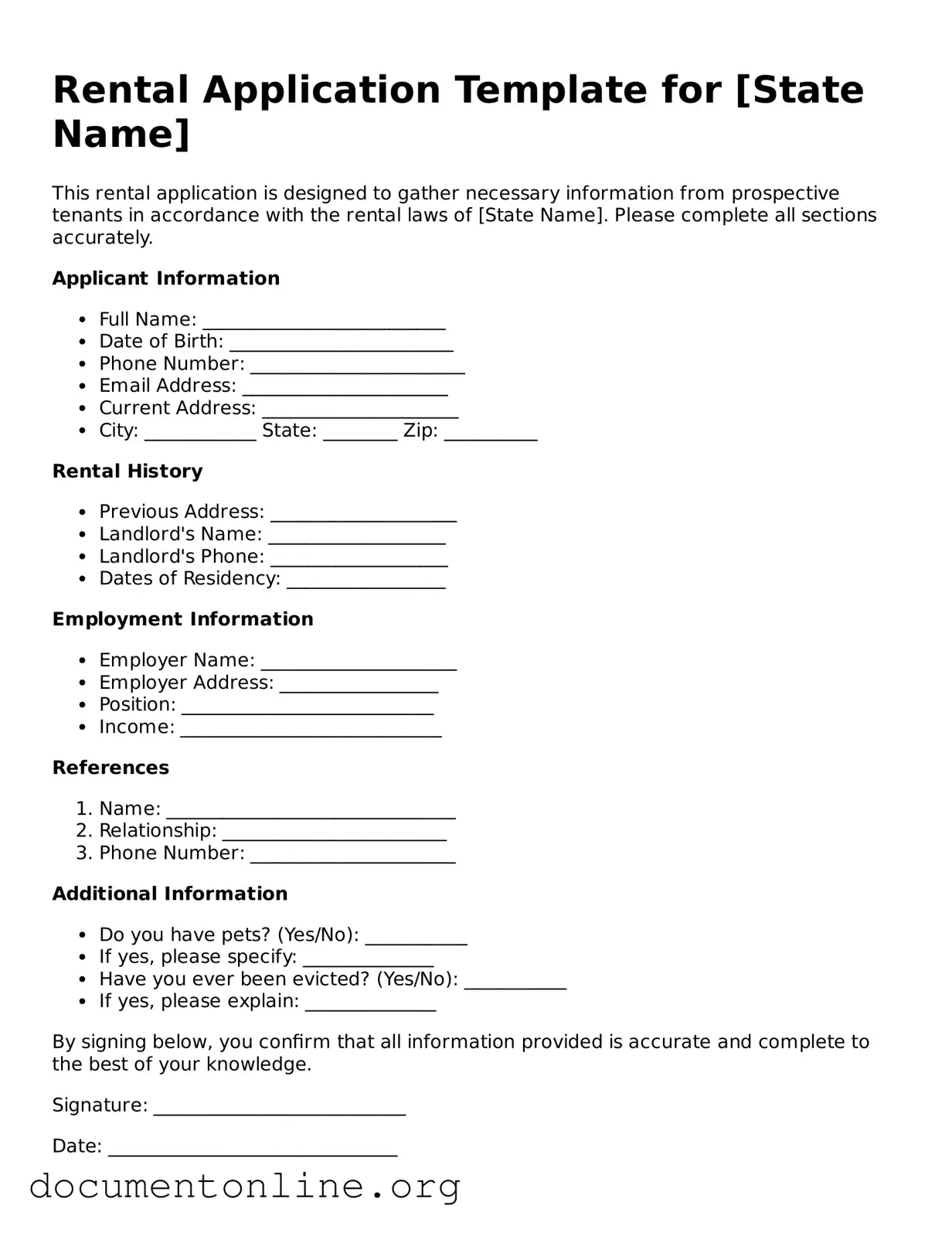 Free Rental Application Form