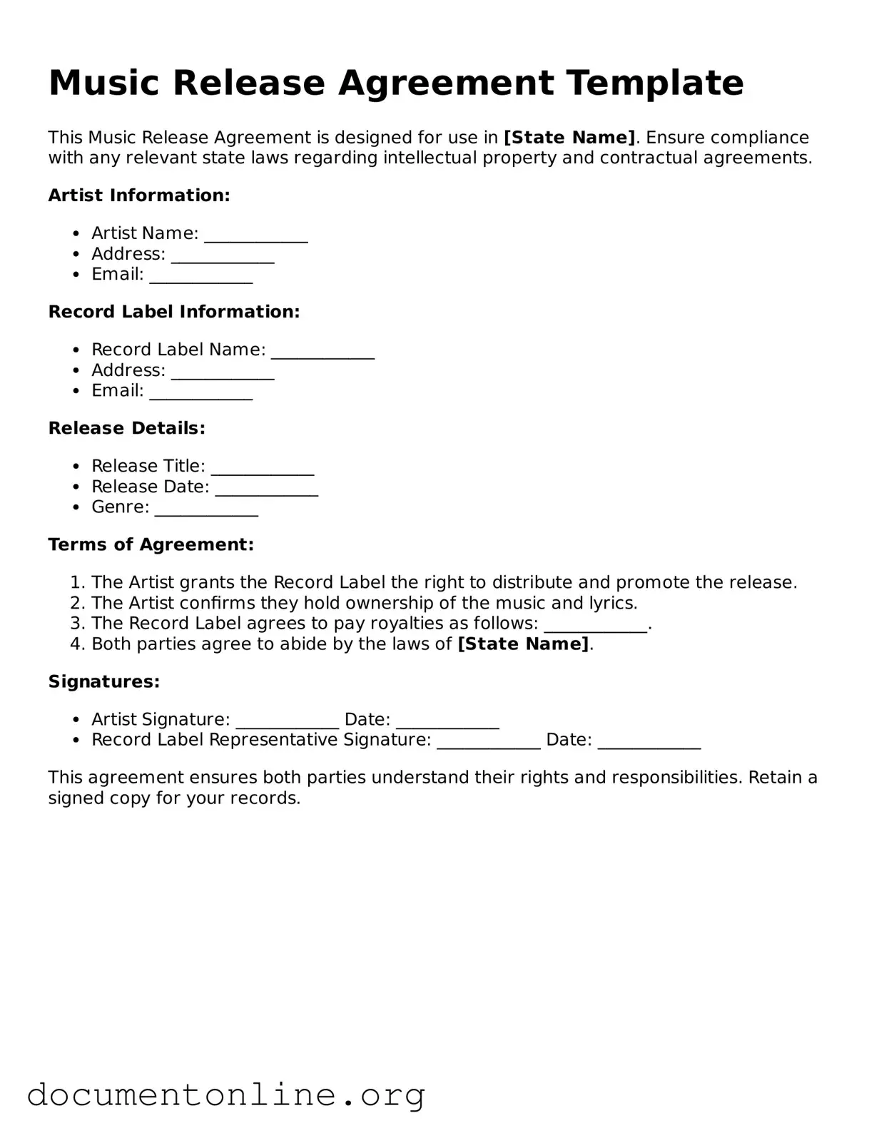 Free Music Release Form