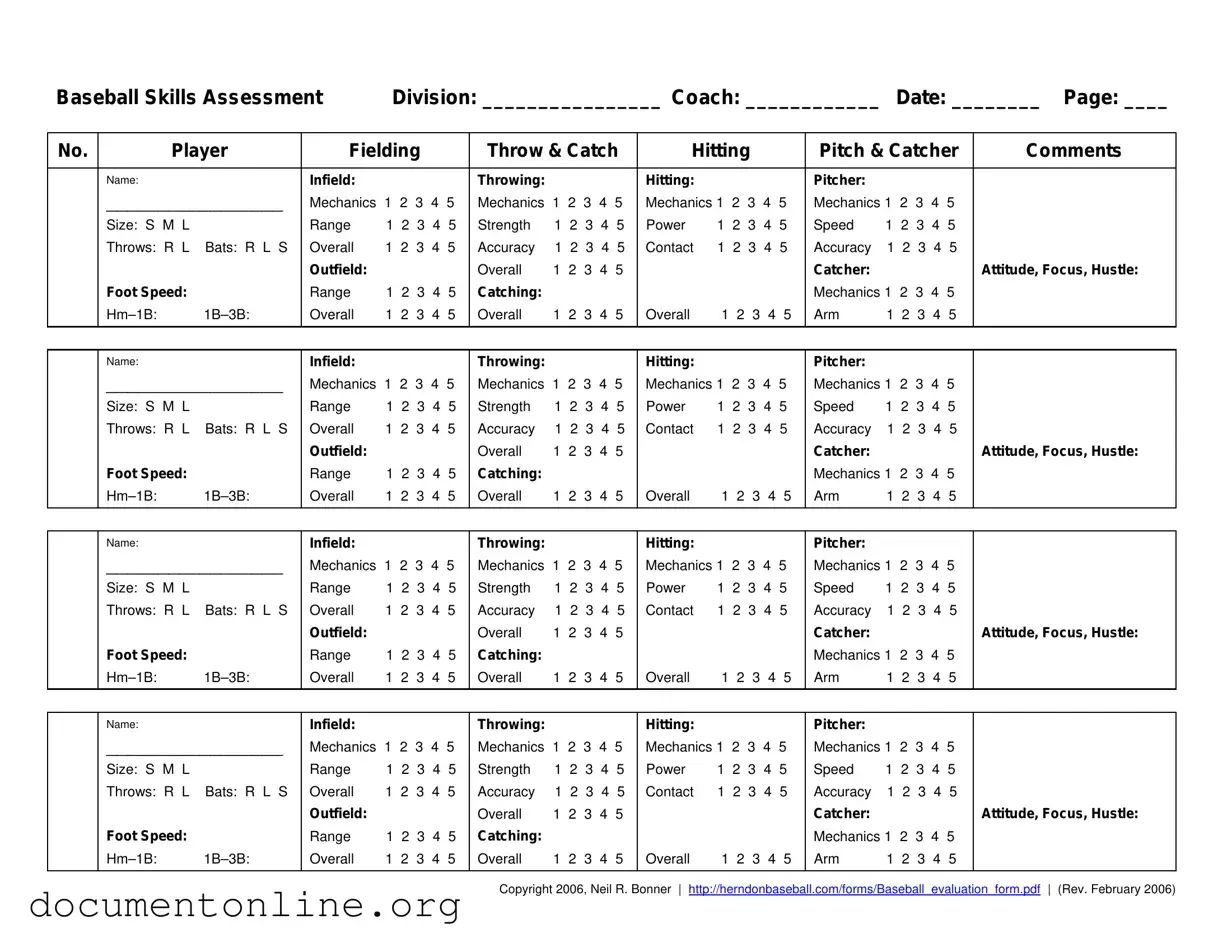Free Baseball Assessment Template