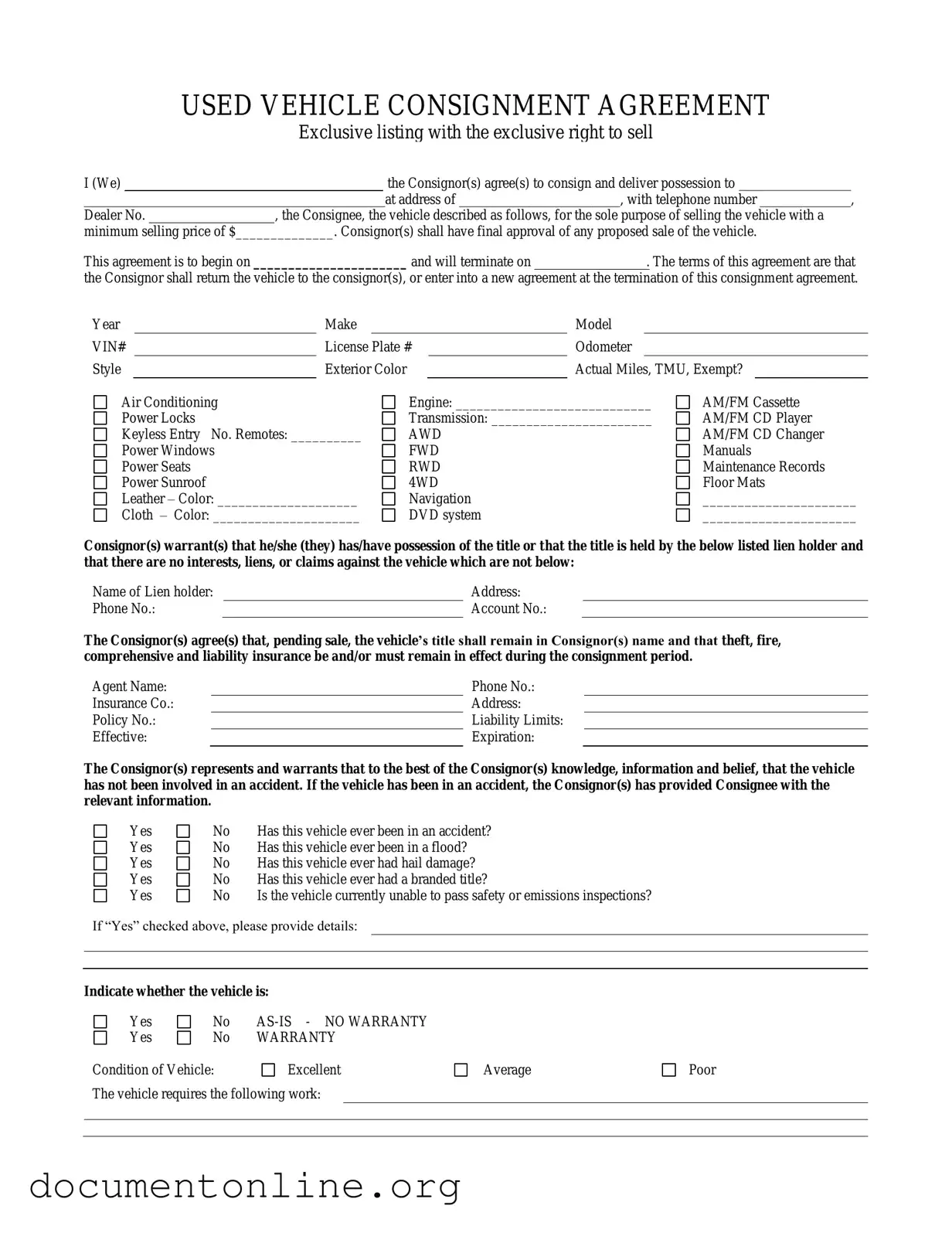 Free Car Consignment Template
