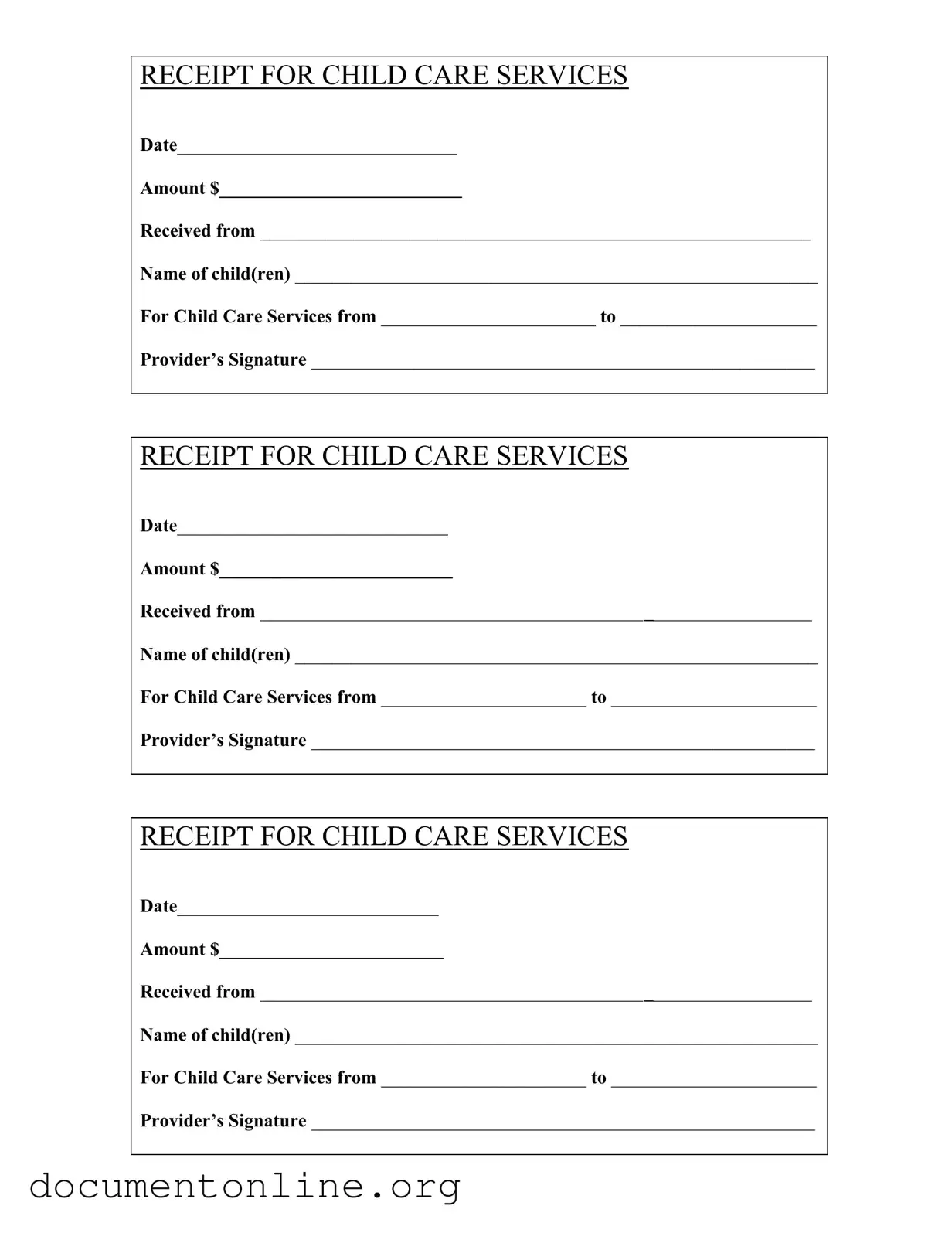 Free Childcare Receipt Template