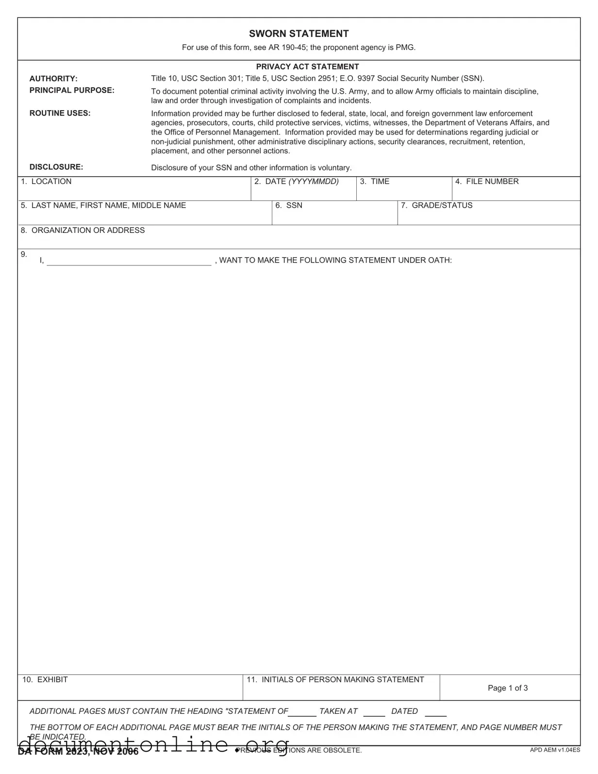 Free Da 2823 Template