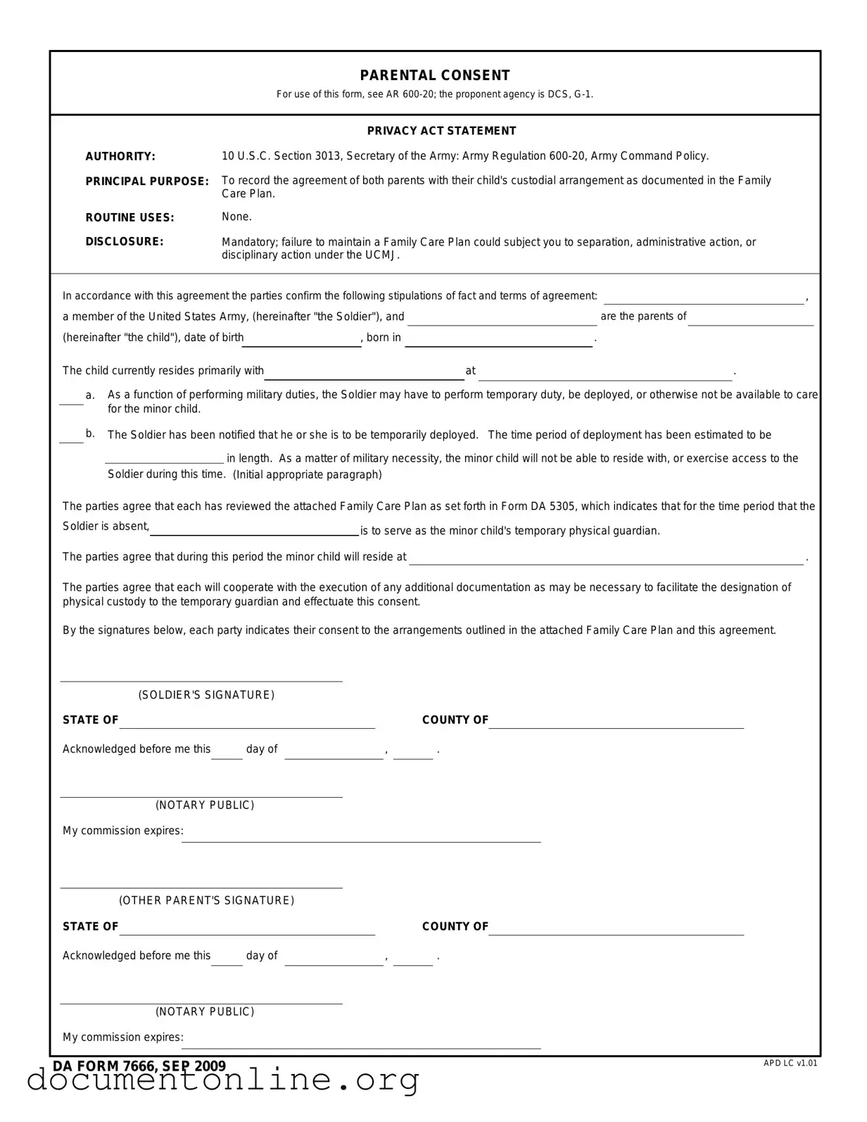 Free DA 7666 Template