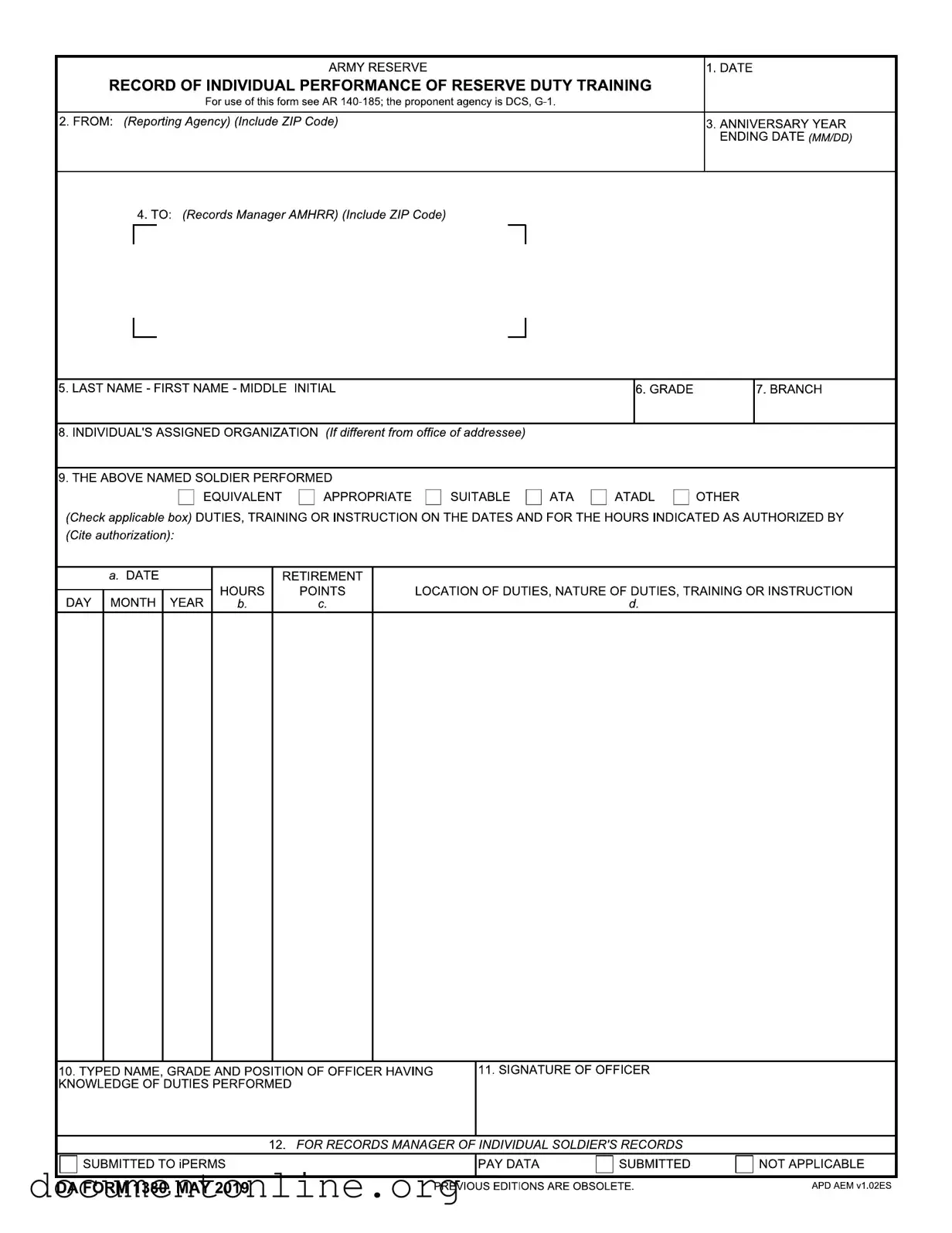 Free Da 1380 Template
