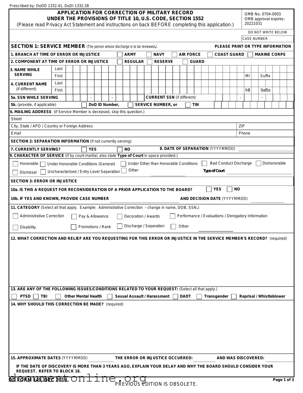 Free DD 149 Template