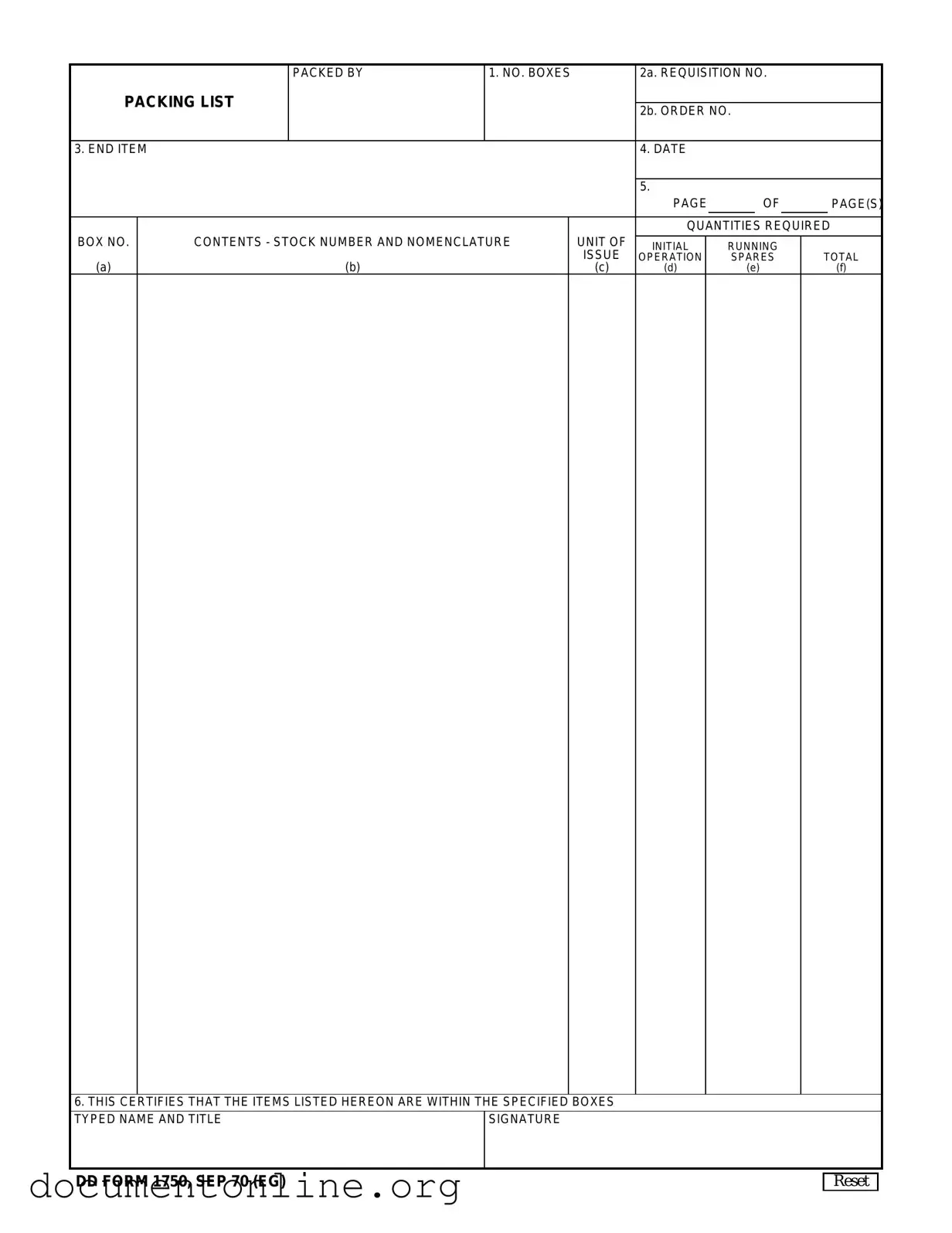 Free Dd 1750 Template