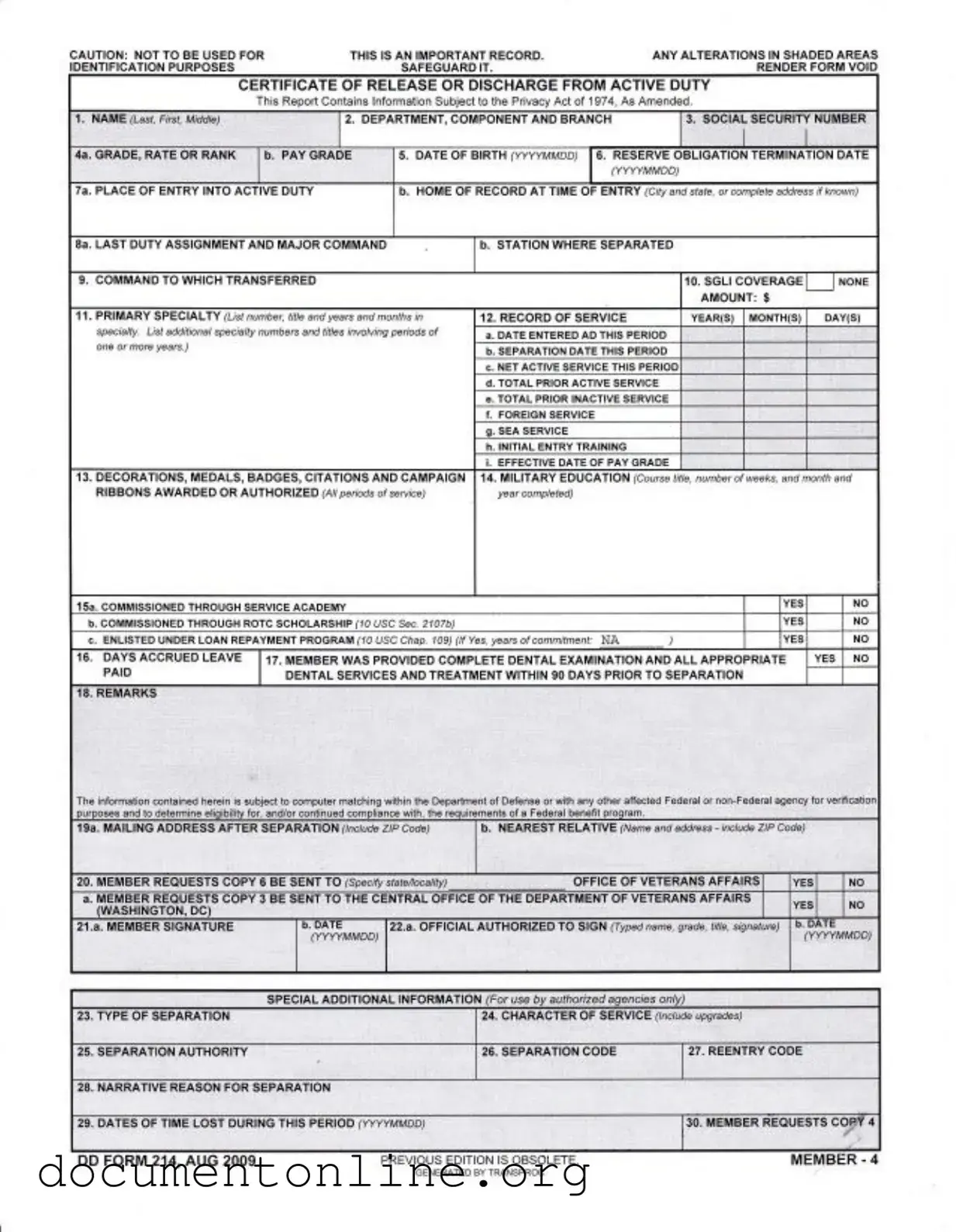 Free Dd 214 Template