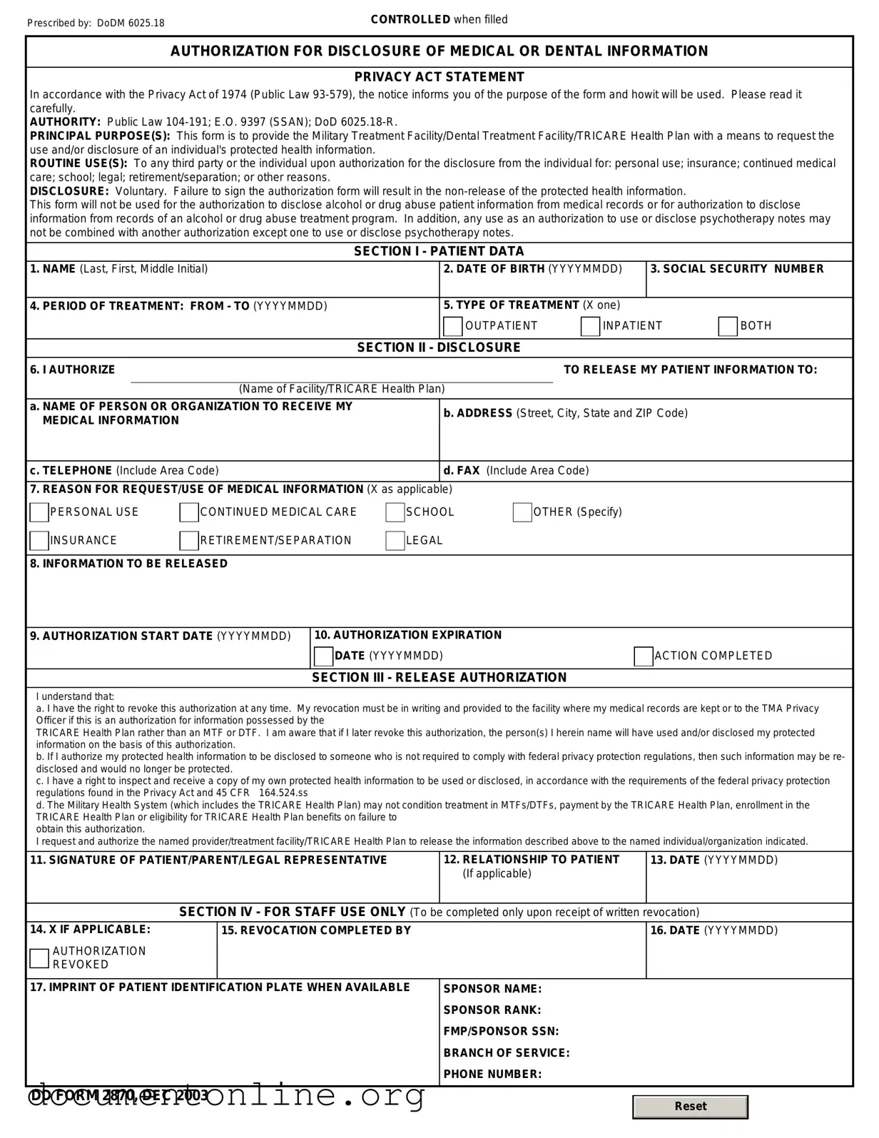 Free DD 2870 Template