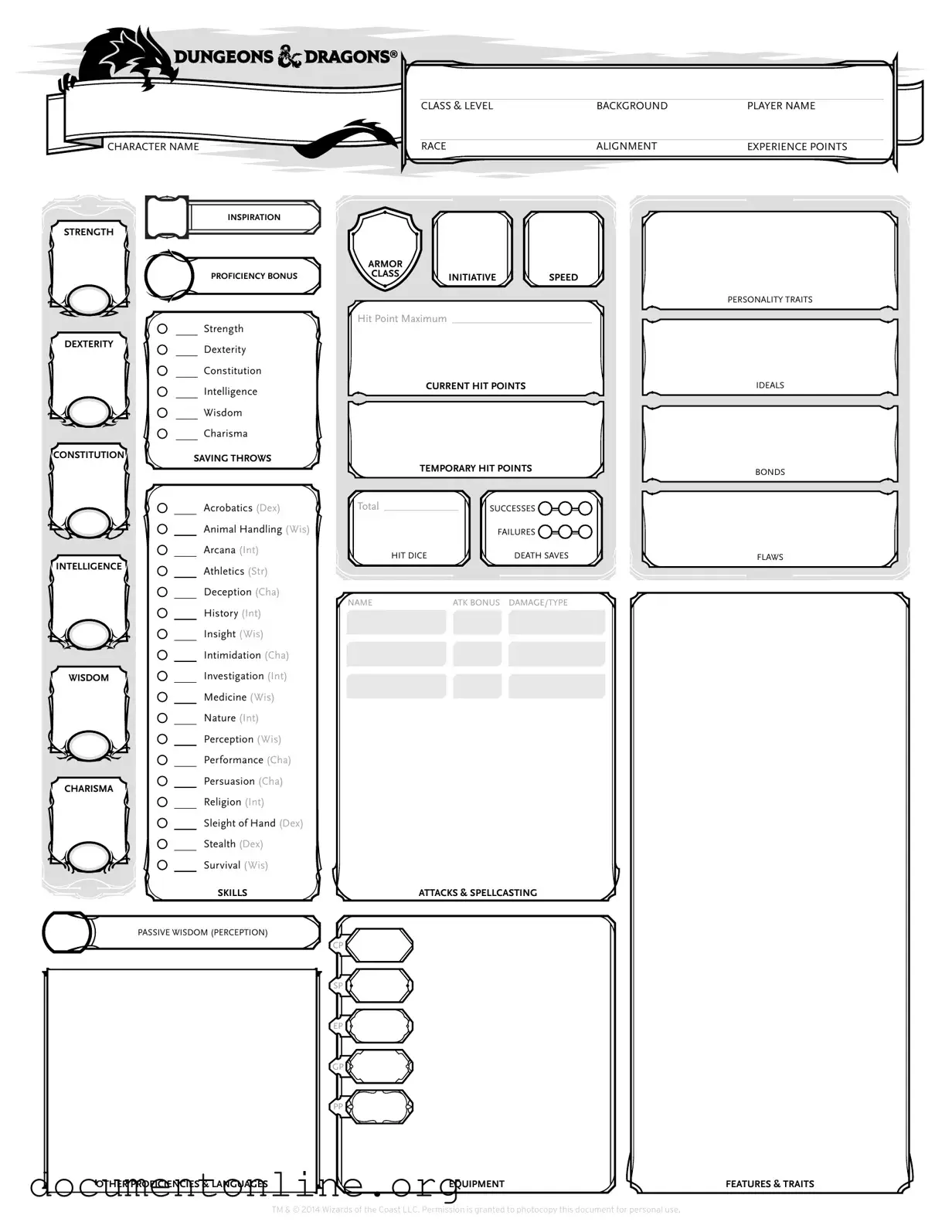 Free Dnd Character Sheet Template