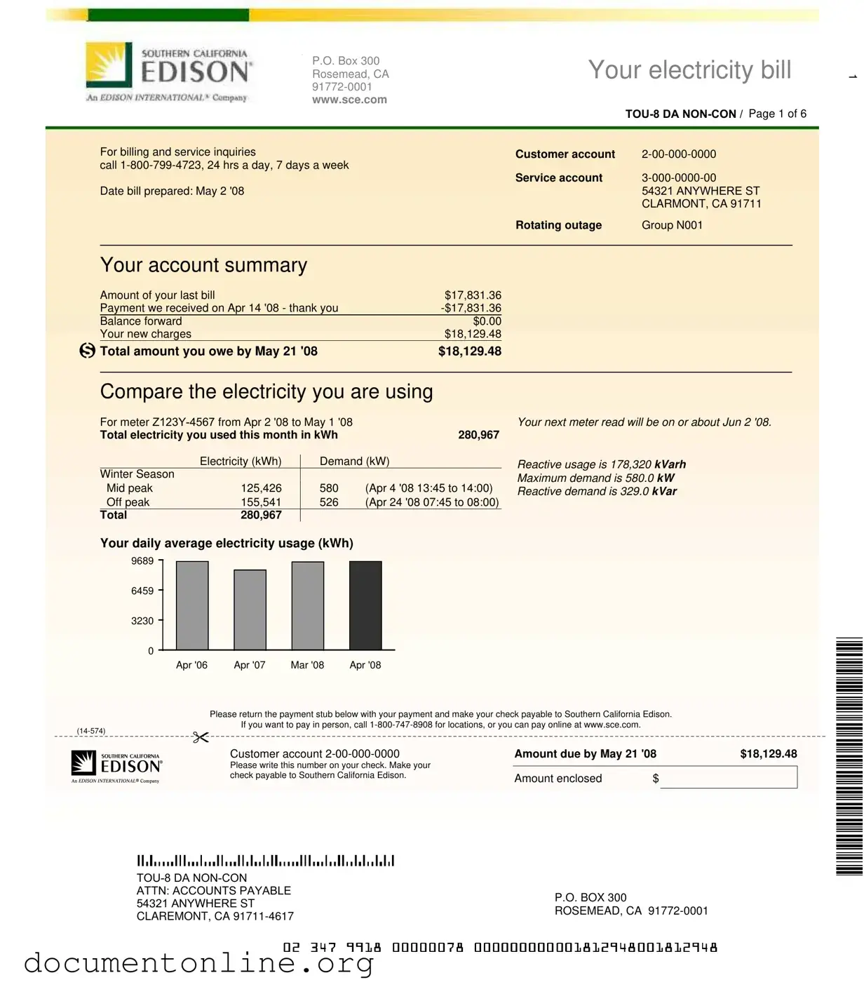 Free Edison Electricity Bill Template