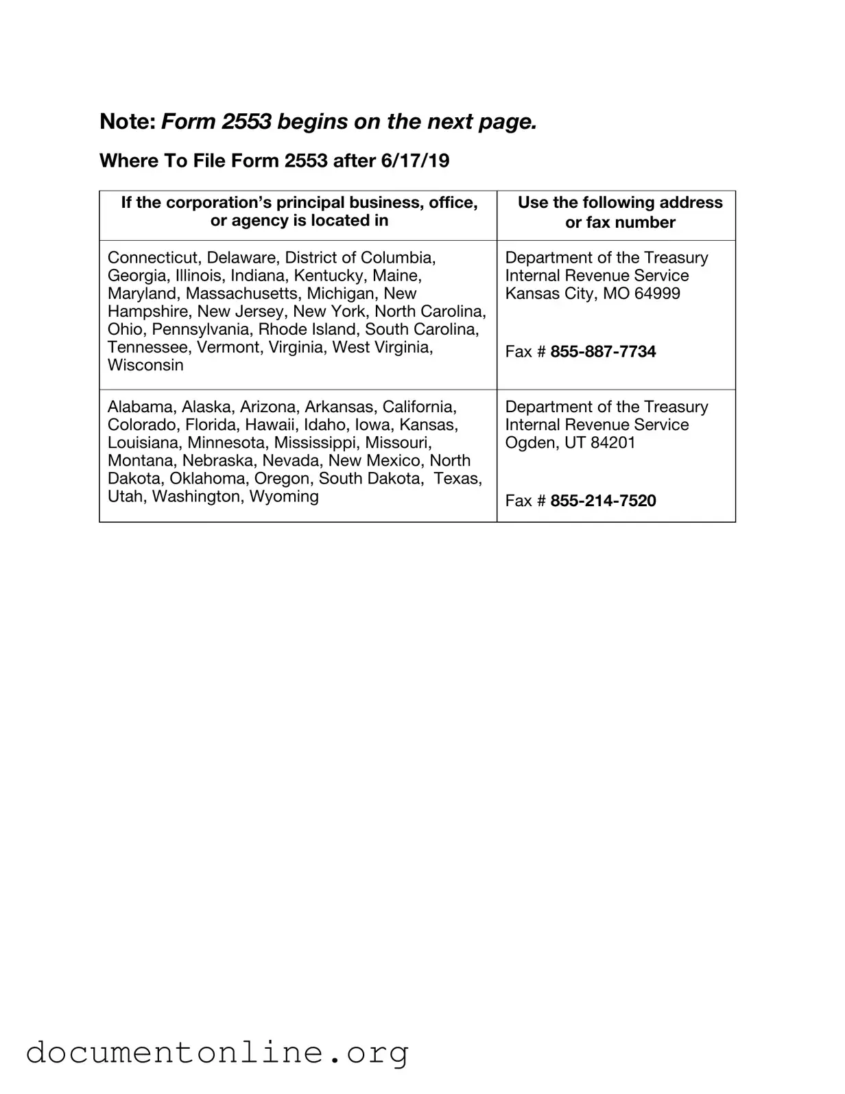 Free IRS 2553 Template