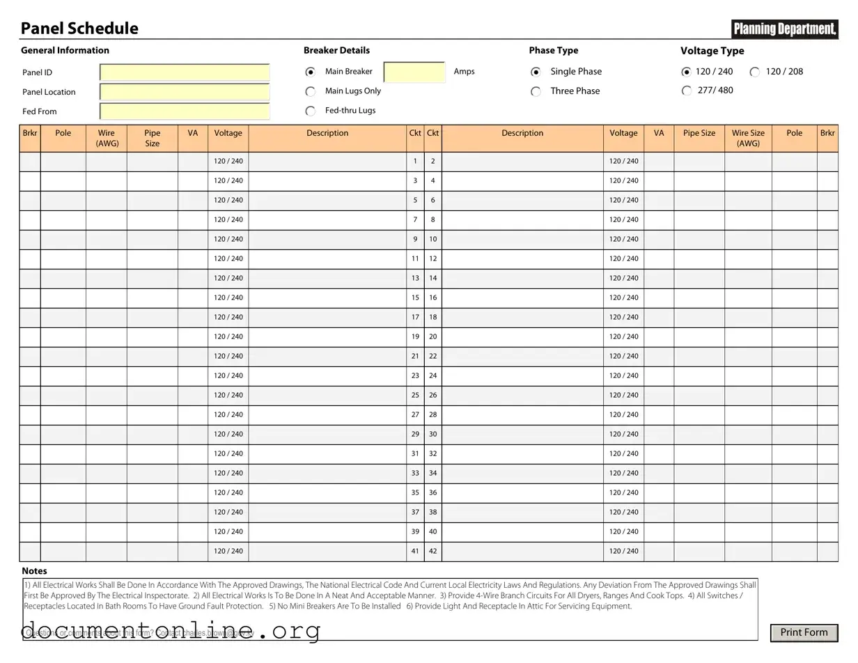 Free Electrical Panel Schedule Template