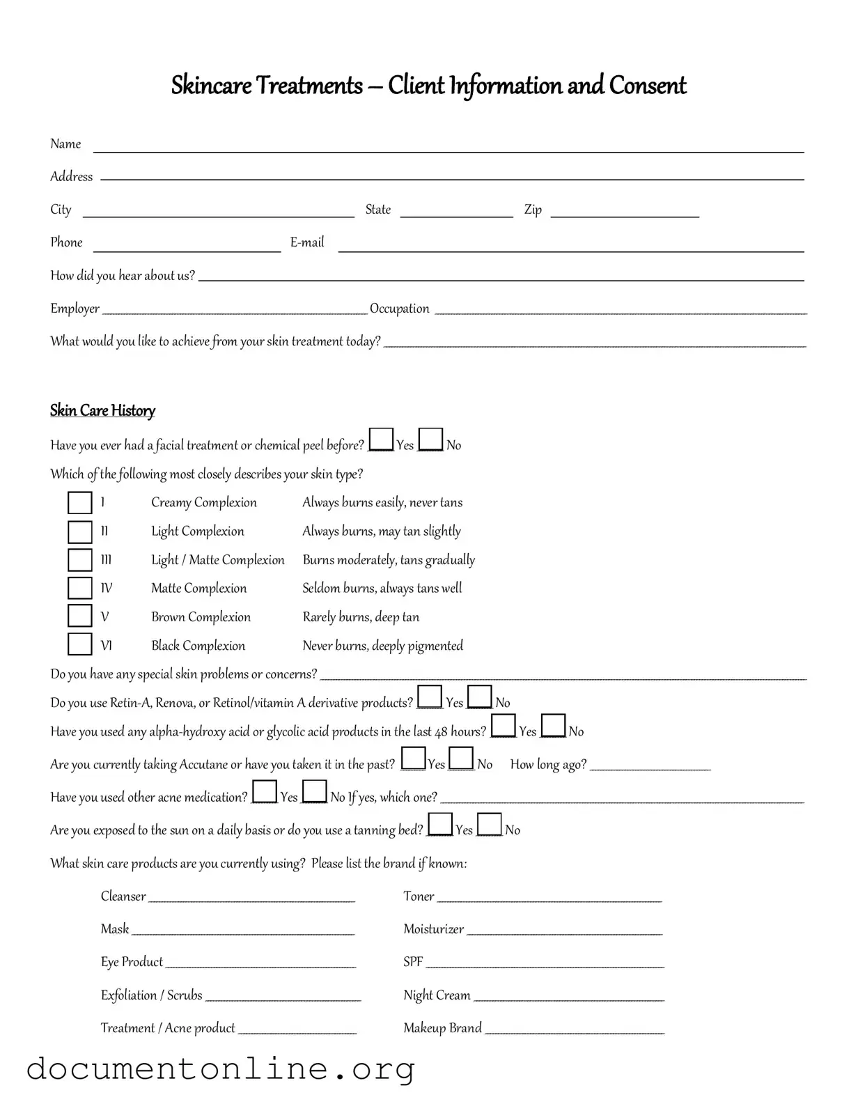 Free Facial Consent Template
