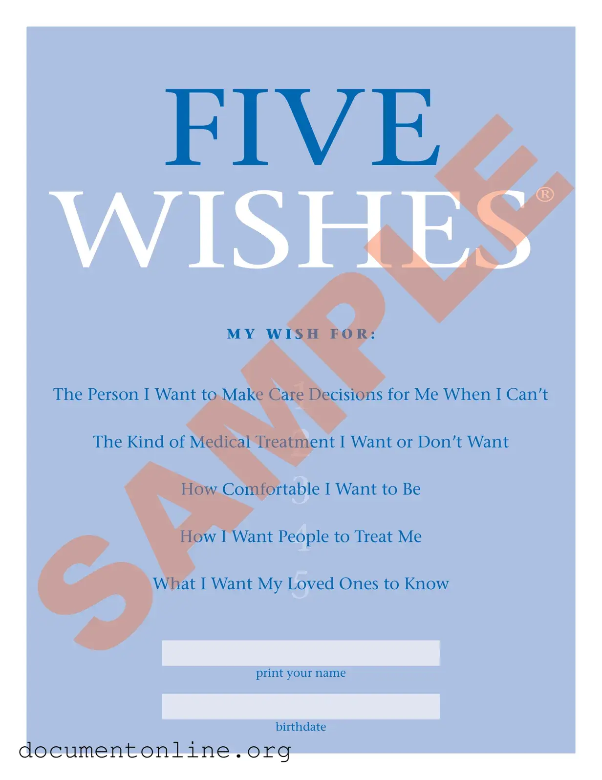 Free 5 Wishes Document Template