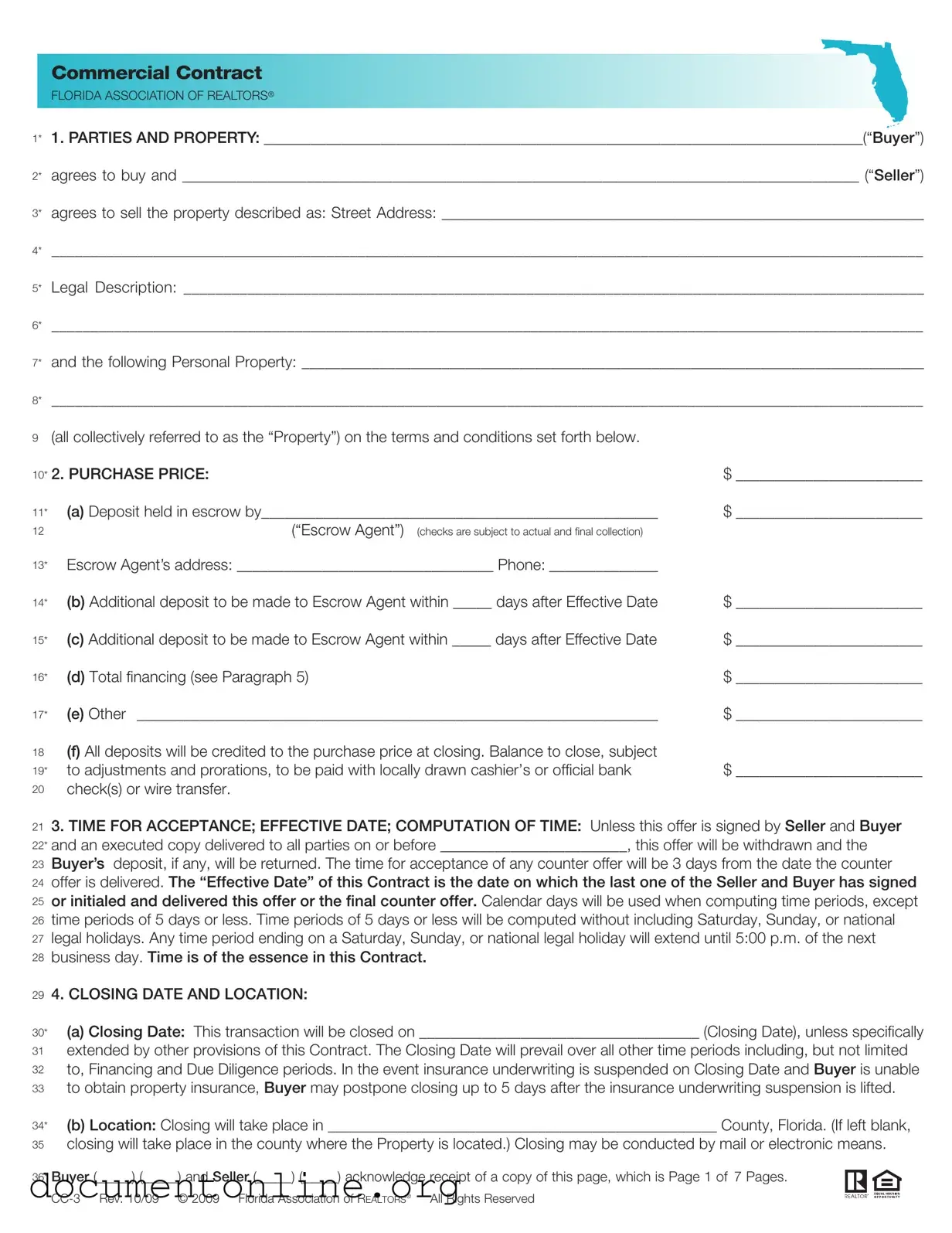 Free Florida Commercial Contract Template