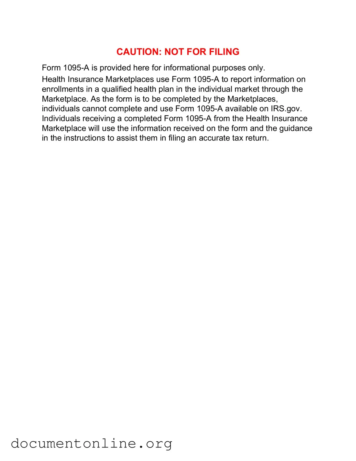 Free IRS 1095-A Template