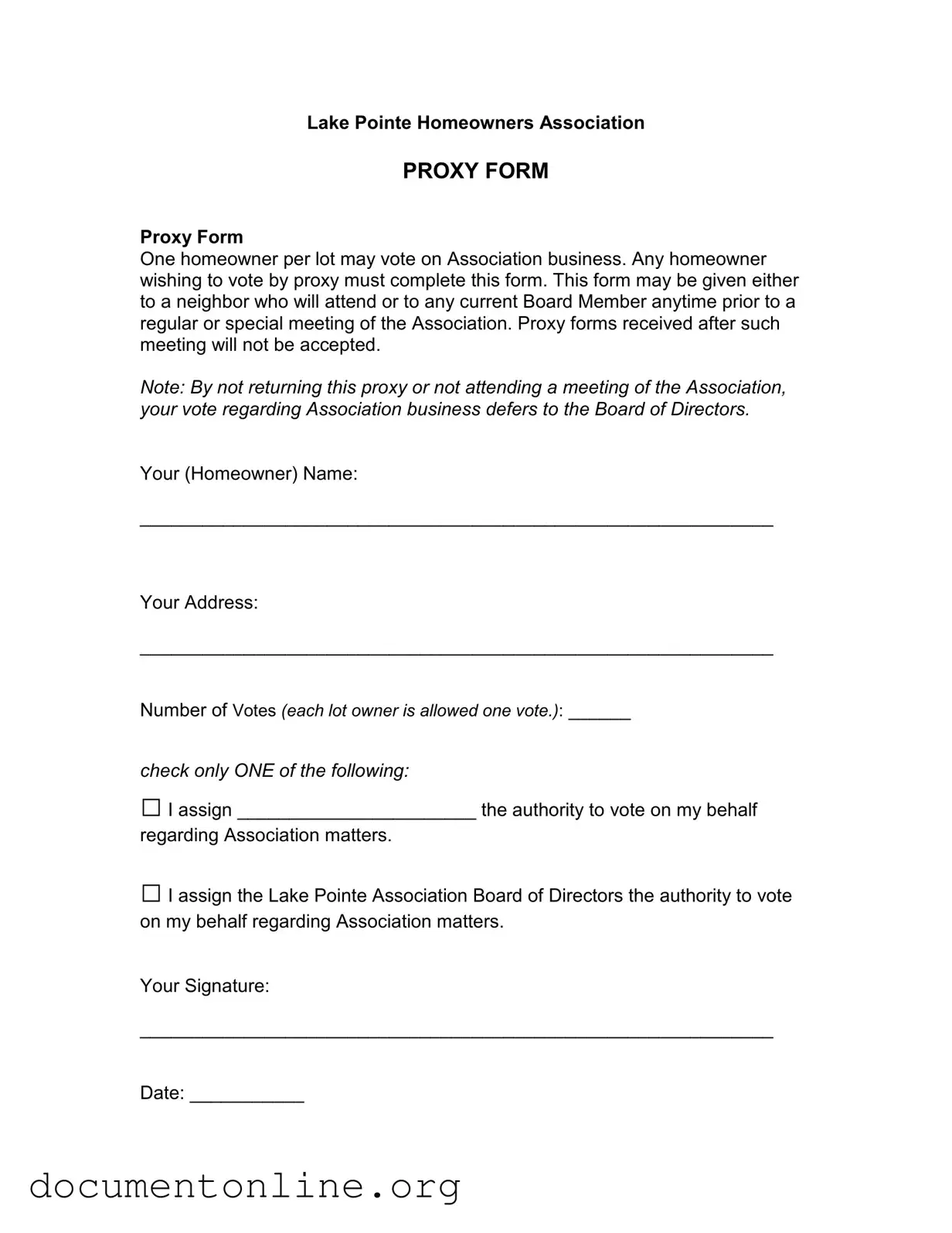 Free Homeowners Association Proxy Template
