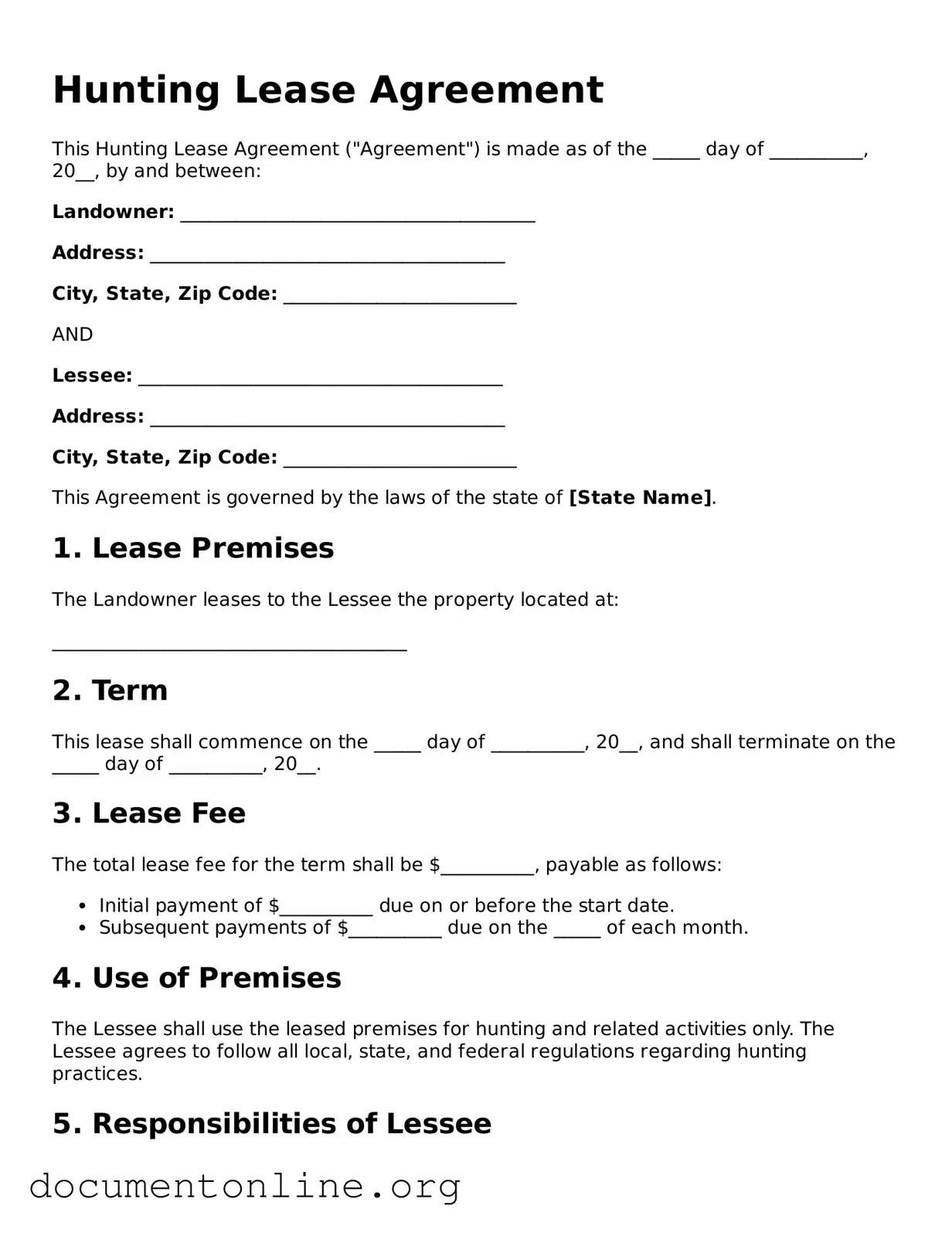 Free Hunting Lease Agreement Form
