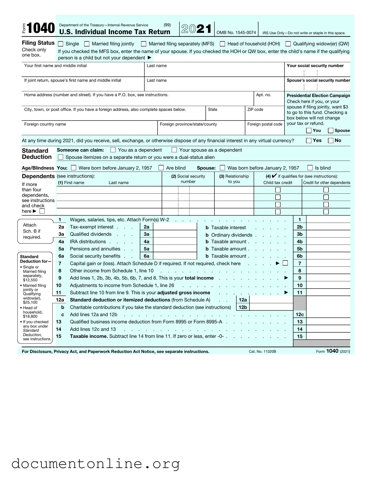 Free IRS 1040 Template
