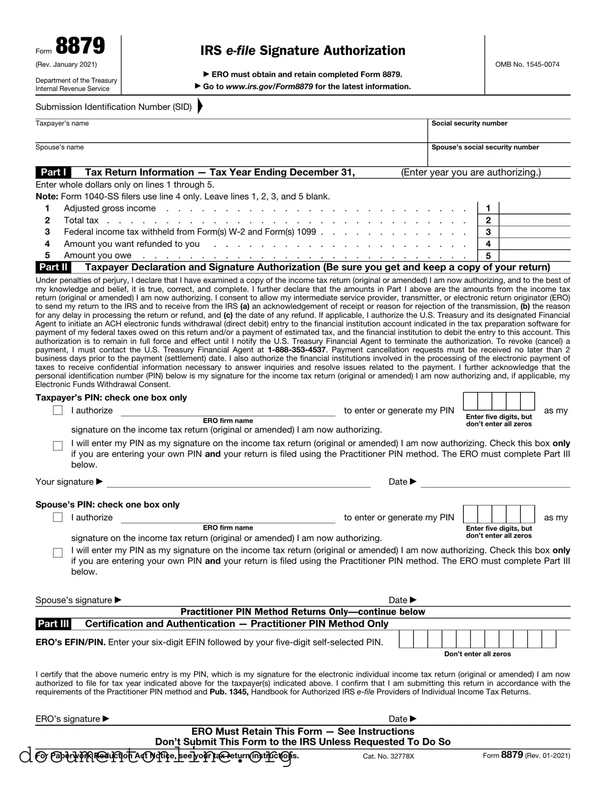 Free IRS 8879 Template