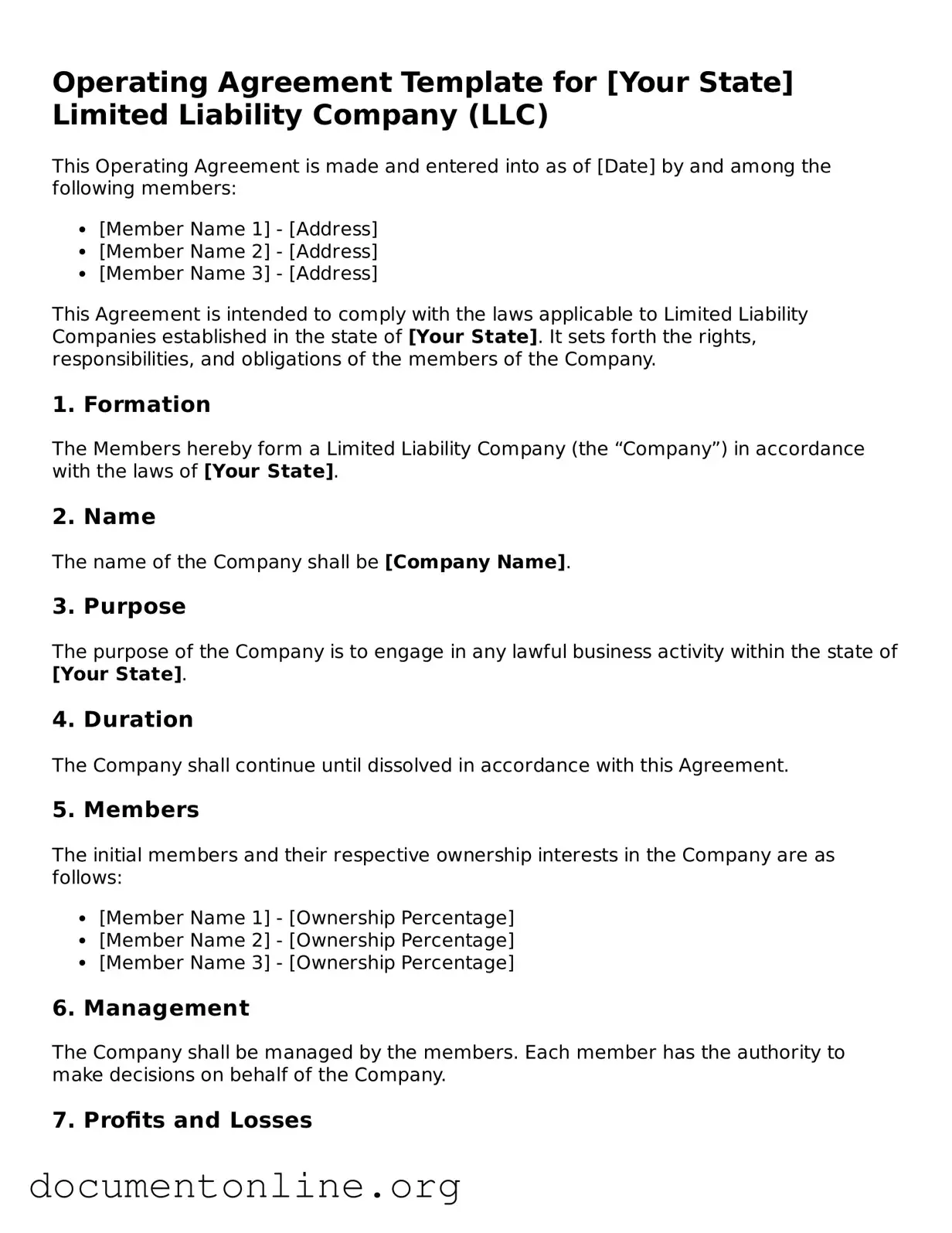 Free Operating Agreement Form