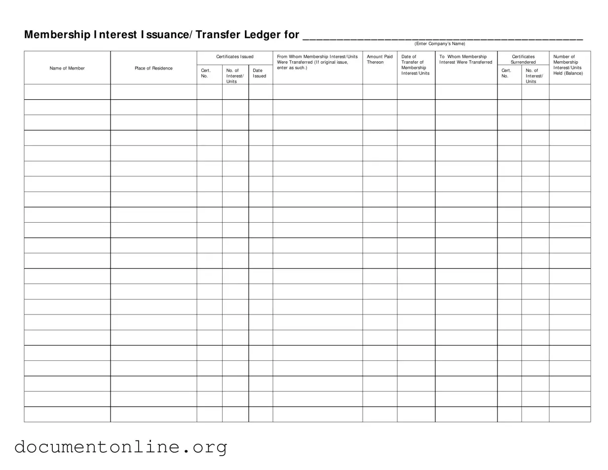 Free Membership Ledger Template