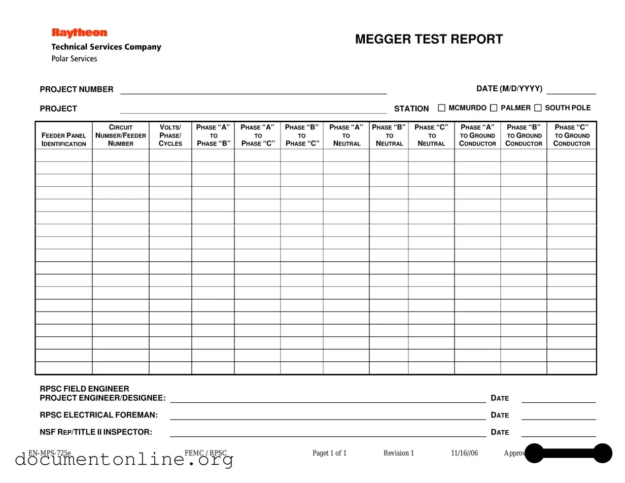 Free Megger Test Template