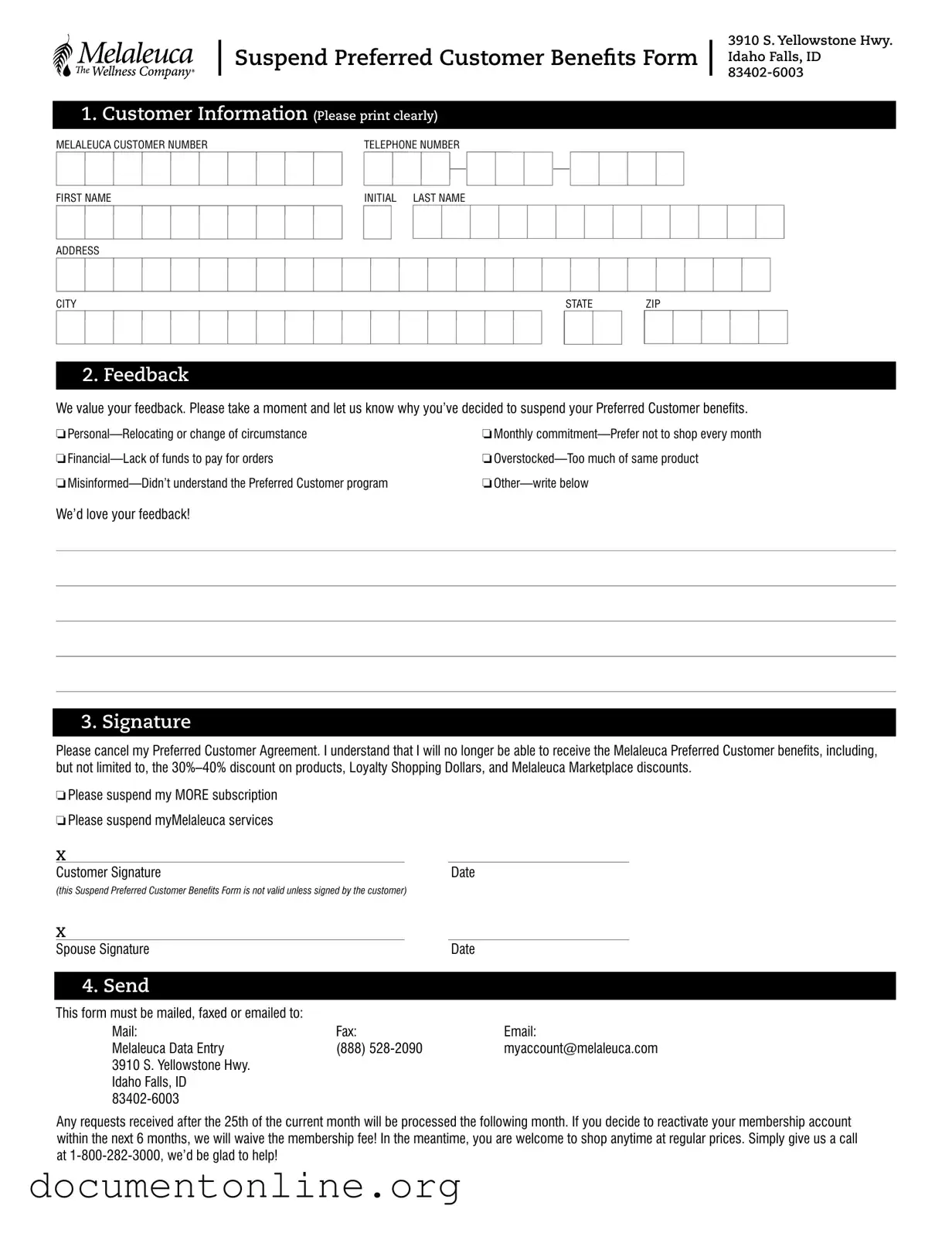 Free Melaleuca Cancellation Template