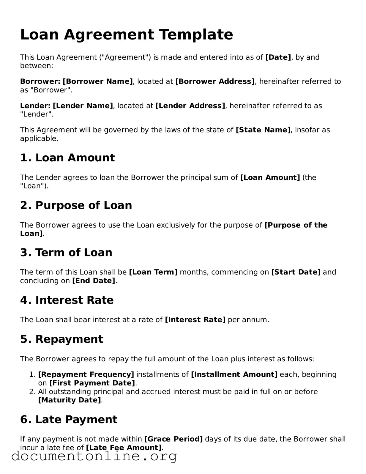 Free Loan Agreement Form