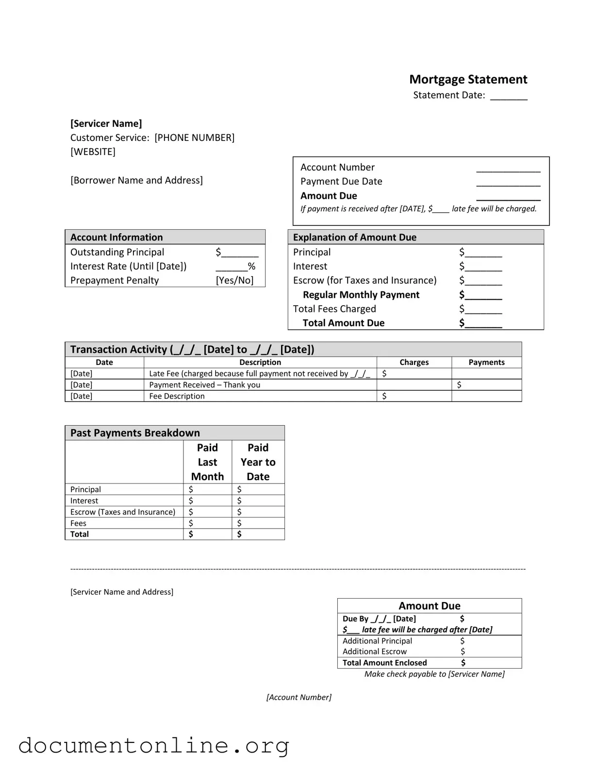 Free Mortgage Statement Template