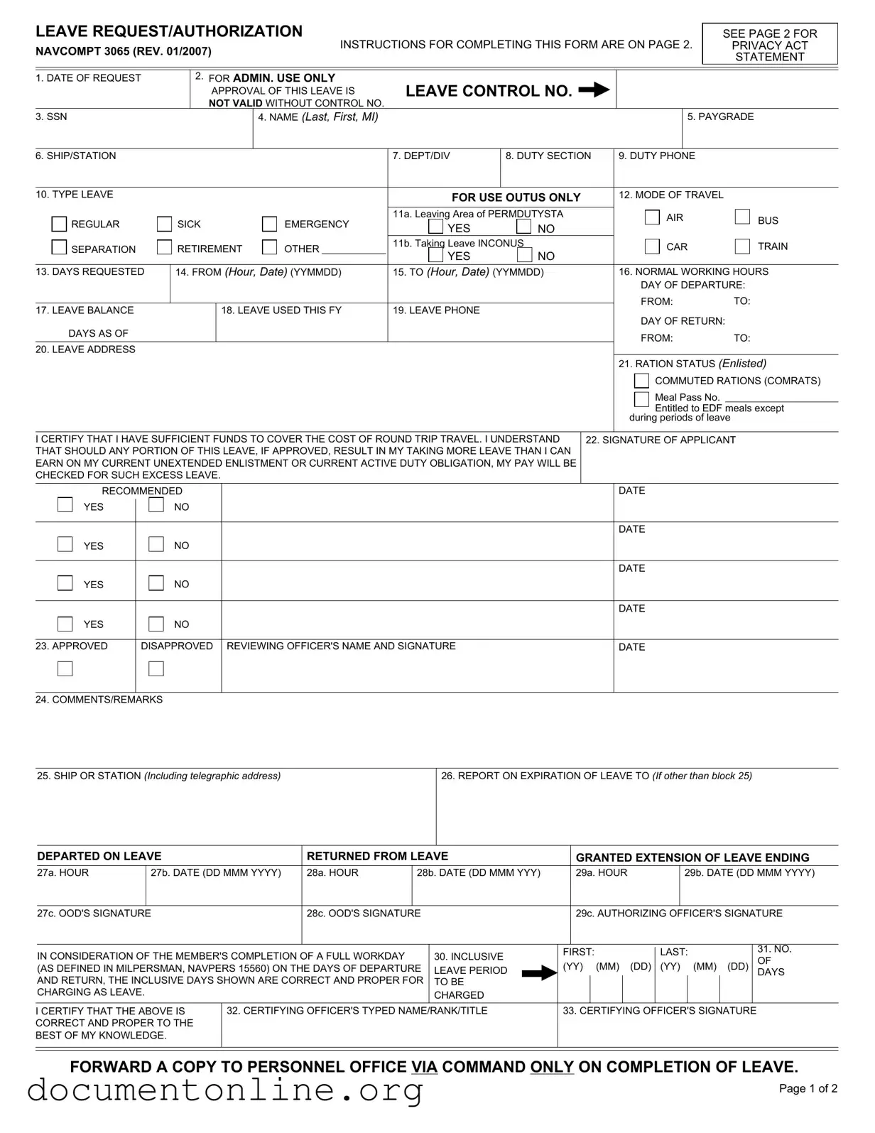Free Navcompt 3065 Template