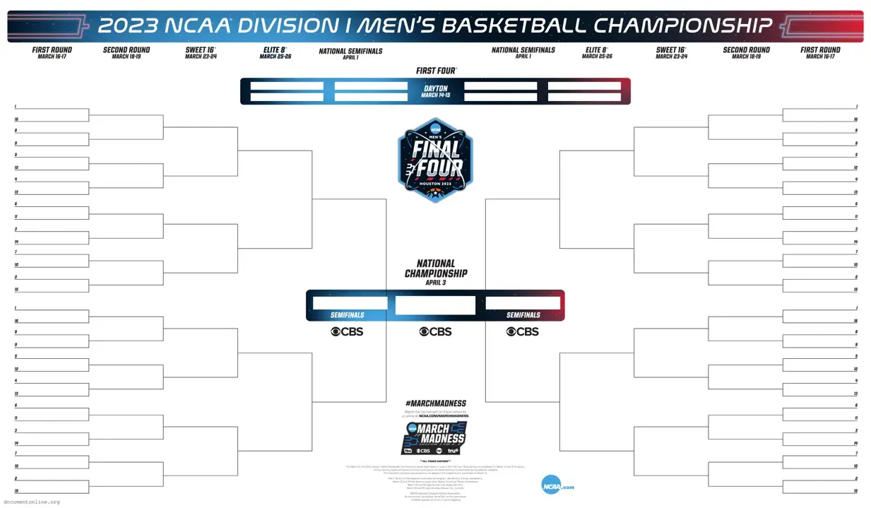 Free NCAA bracket Template