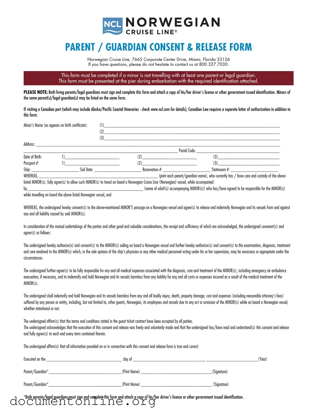 Free NCL Parental Consent Template