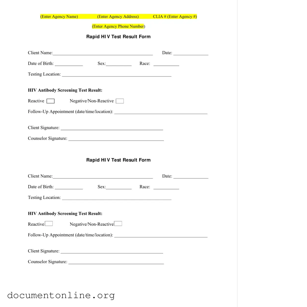 Free Negative Hiv Test Template