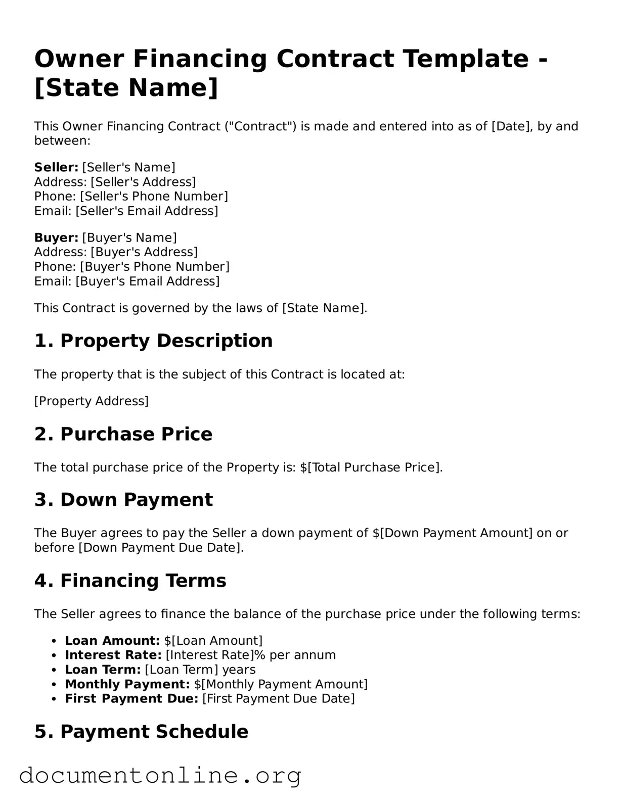 Free Owner Financing Contract Form