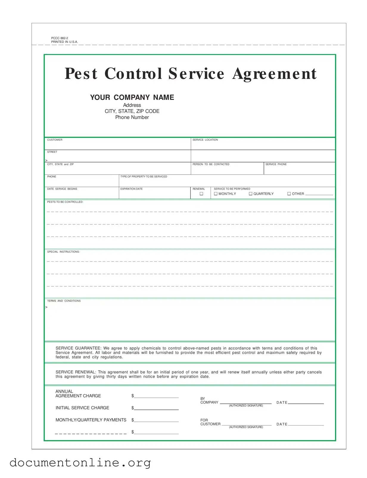 Free Pest Control Contract Template