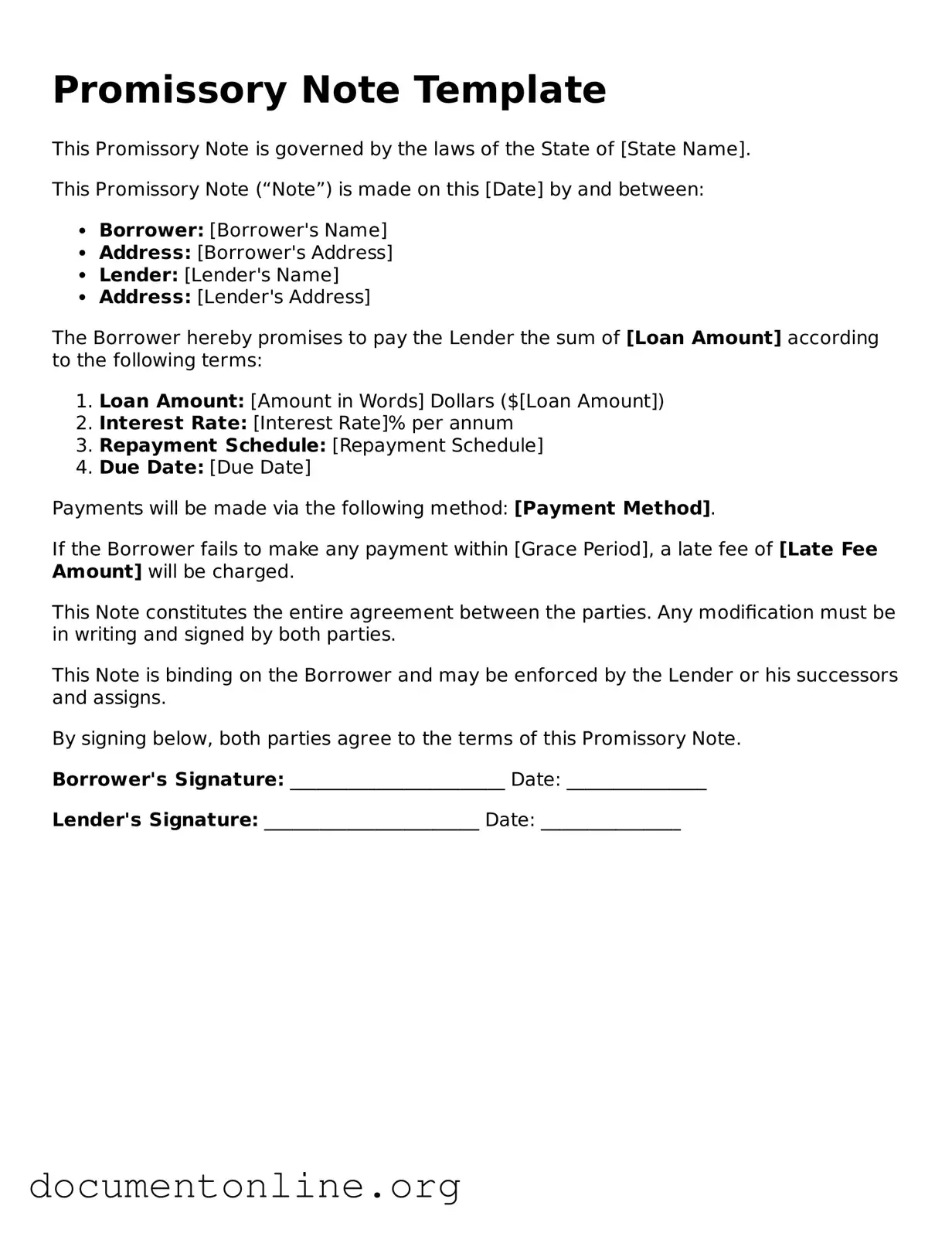 Free Promissory Note Form