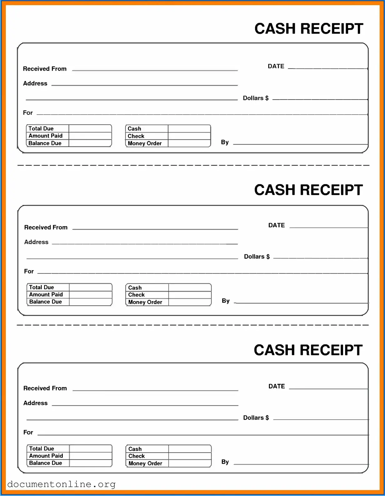 Free Cash Receipt Template