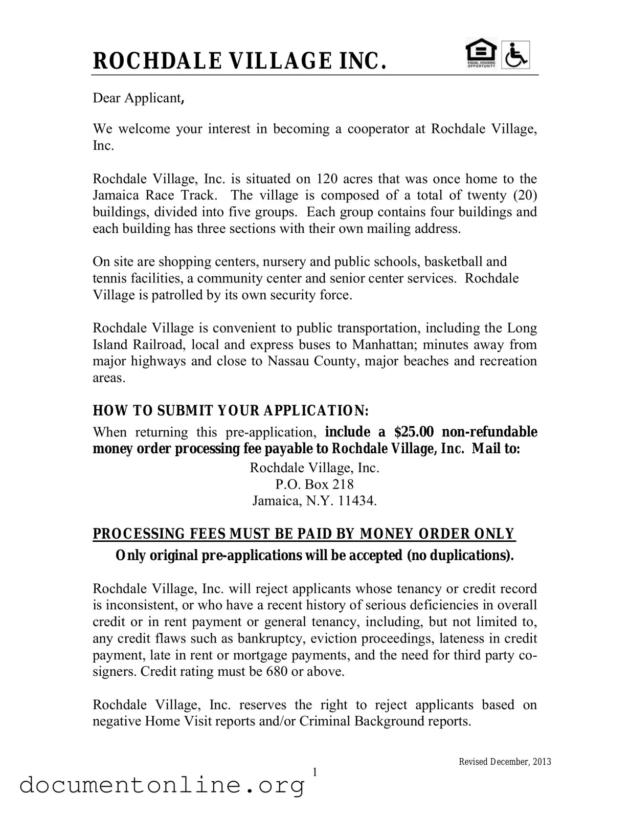 Free Rochdale village application Template