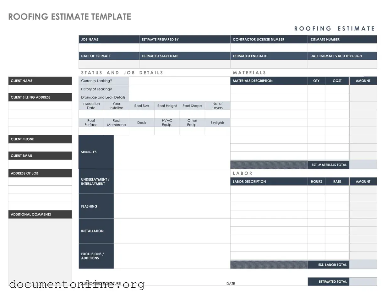 Free Roofing Estimate Template