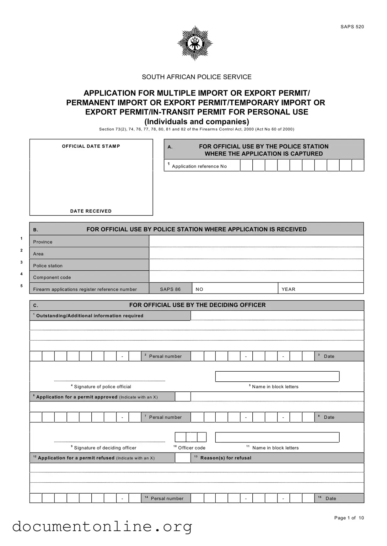 Free Saps 520 Template