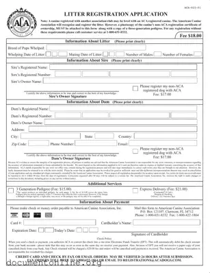 Free Aca Litter Registration Template