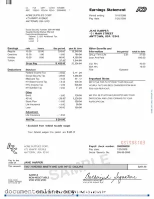 Free Adp Pay Stub Template