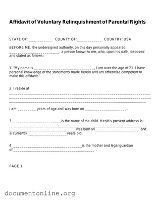 Free Affidavit Parental Rights Template