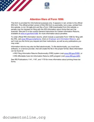Free IRS 1096 Template